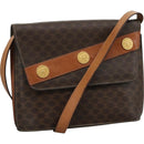 CELINE Macadam Canvas Shoulder Bag PVC Leather Gold Brown Auth 111547-1