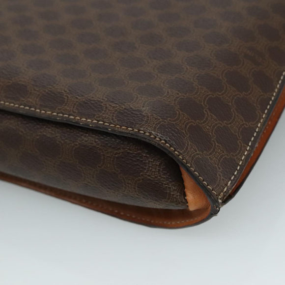 CELINE Macadam Canvas Shoulder Bag PVC Leather Gold Brown Auth 111547