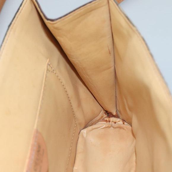 CELINE Macadam Canvas Shoulder Bag PVC Leather Gold Brown Auth 111547