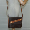 CELINE Macadam Canvas Shoulder Bag PVC Leather Gold Brown Auth 111547-20