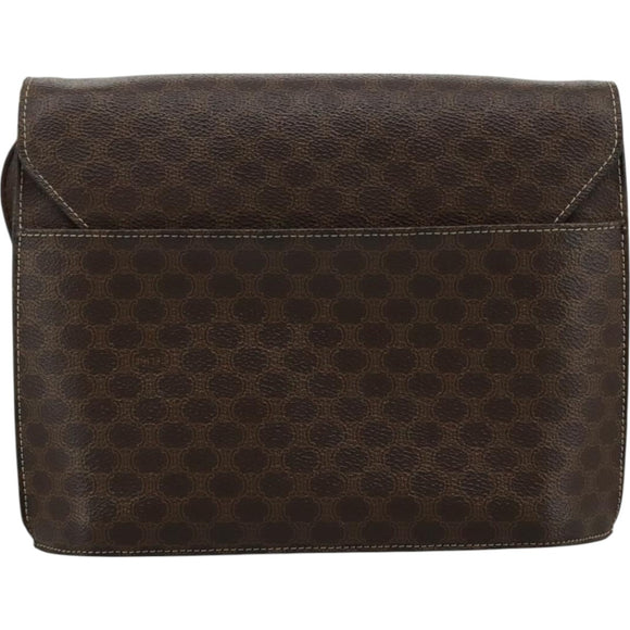 CELINE Macadam Canvas Shoulder Bag PVC Leather Gold Brown Auth 111547