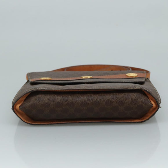 CELINE Macadam Canvas Shoulder Bag PVC Leather Gold Brown Auth 111547
