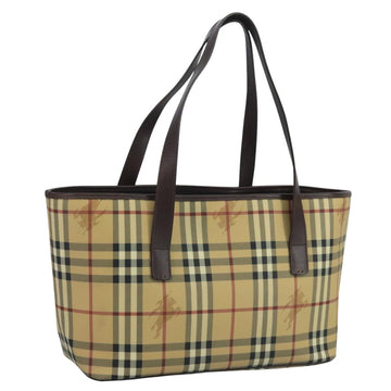 BURBERRY Nova Check Tote Bag PVC Beige Auth 111553