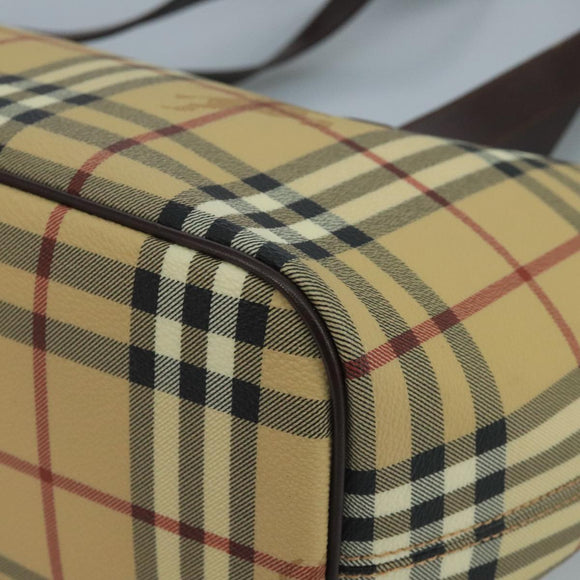 BURBERRY Nova Check Tote Bag PVC Beige Auth 111553