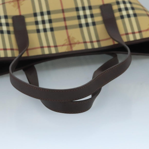 BURBERRY Nova Check Tote Bag PVC Beige Auth 111553