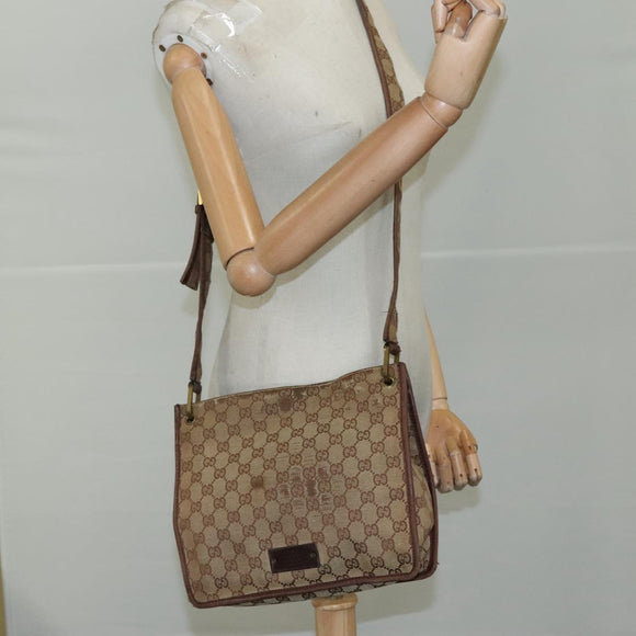 GUCCI GG Canvas Shoulder Bag Beige 91762 Auth 111560
