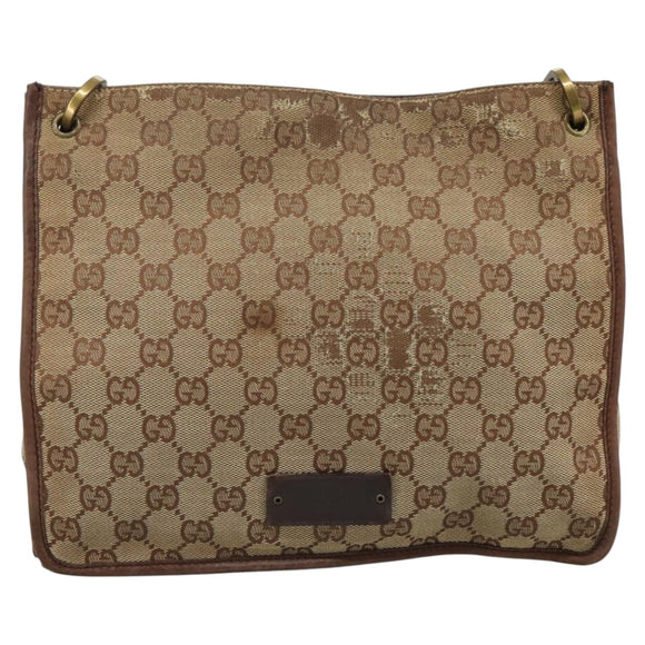 GUCCI GG Canvas Shoulder Bag Beige 91762 Auth 111560