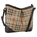 BURBERRY Nova Check Shoulder Bag PVC Beige Brown gold Auth 111586-1