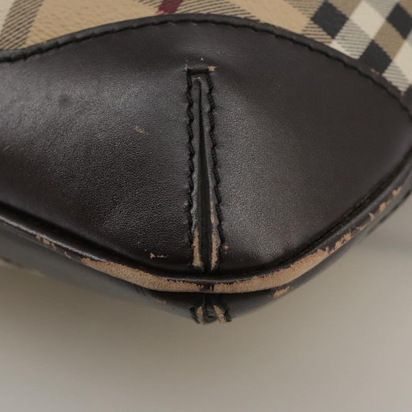 BURBERRY Nova Check Shoulder Bag PVC Beige Brown gold Auth 111586