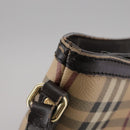 BURBERRY Nova Check Shoulder Bag PVC Beige Brown gold Auth 111586-15