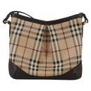 BURBERRY Nova Check Shoulder Bag PVC Beige Brown gold Auth 111586-3