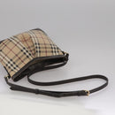 BURBERRY Nova Check Shoulder Bag PVC Beige Brown gold Auth 111586-7
