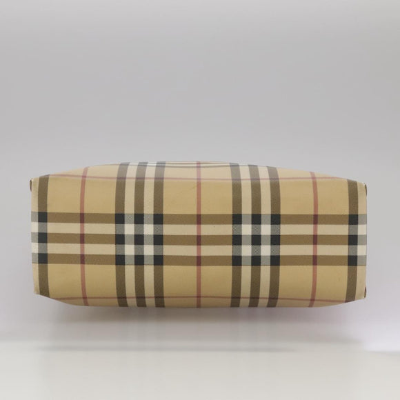 BURBERRY Nova Check Hand Bag PVC Beige Brown Auth 111588