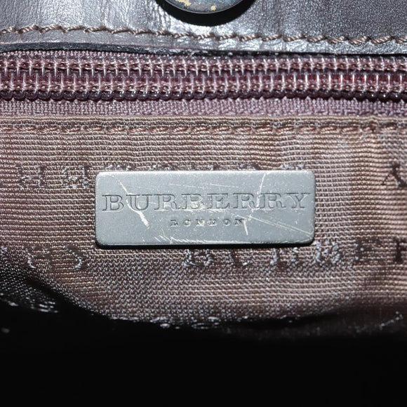 BURBERRY Nova Check Hand Bag PVC Beige Brown Auth 111588