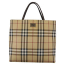 BURBERRY Nova Check Hand Bag PVC Beige Brown Auth 111588-13
