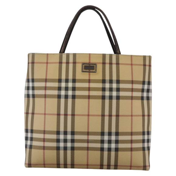 BURBERRY Nova Check Hand Bag PVC Beige Brown Auth 111588