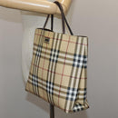 BURBERRY Nova Check Hand Bag PVC Beige Brown Auth 111588-22
