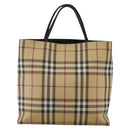 BURBERRY Nova Check Hand Bag PVC Beige Brown Auth 111588-2