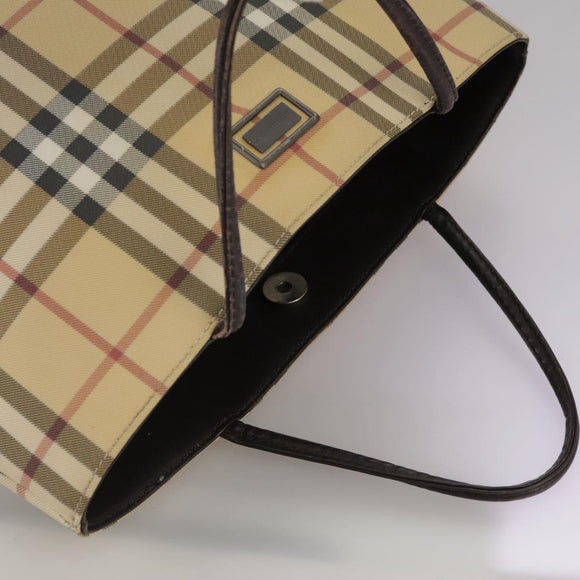 BURBERRY Nova Check Hand Bag PVC Beige Brown Auth 111588