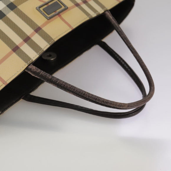 BURBERRY Nova Check Hand Bag PVC Beige Brown Auth 111588