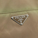 PRADA Tote Bag Nylon Leather Khaki Brown Silver Auth 111593-17