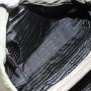 PRADA Tote Bag Nylon Leather Khaki Brown Silver Auth 111593-19