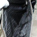 PRADA Tote Bag Nylon Leather Khaki Brown Silver Auth 111593-23