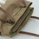 PRADA Tote Bag Nylon Leather Khaki Brown Silver Auth 111593-6