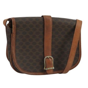 CELINE Macadam Canvas Shoulder Bag PVC Leather Brown Auth 111596