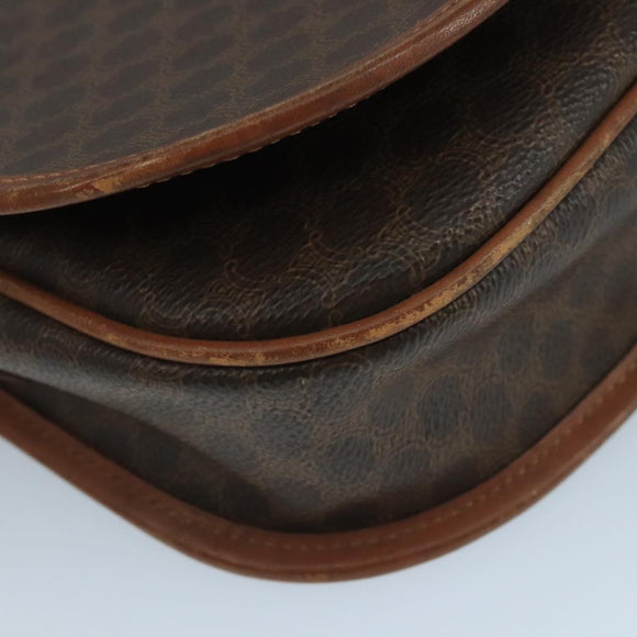 CELINE Macadam Canvas Shoulder Bag PVC Leather Brown Auth 111596