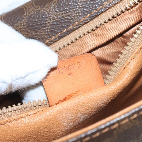 CELINE Macadam Canvas Shoulder Bag PVC Leather Brown Auth 111596