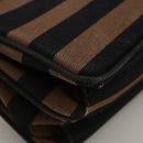 PRADA Shoulder Bag Canvas Brown Gold Auth 111606-16