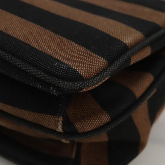 PRADA Shoulder Bag Canvas Brown Gold Auth 111606