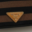 PRADA Shoulder Bag Canvas Brown Gold Auth 111606-18