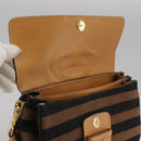 PRADA Shoulder Bag Canvas Brown Gold Auth 111606-21