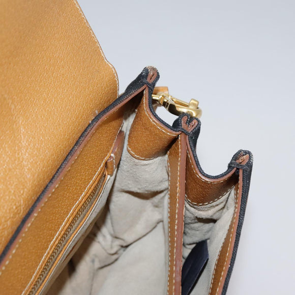 PRADA Shoulder Bag Canvas Brown Gold Auth 111606