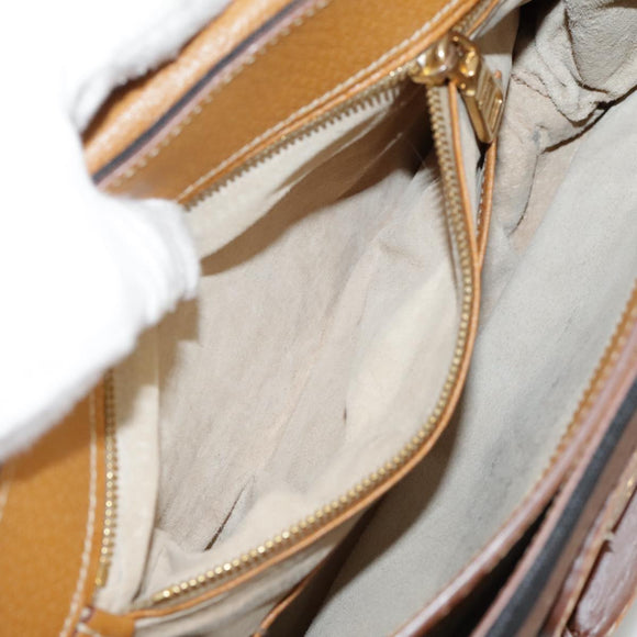 PRADA Shoulder Bag Canvas Brown Gold Auth 111606