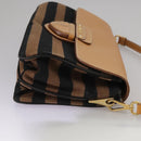 PRADA Shoulder Bag Canvas Brown Gold Auth 111606-4