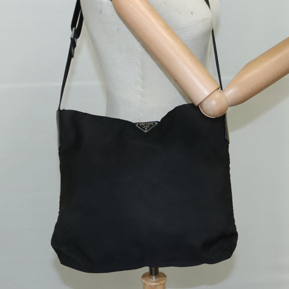 PRADA Shoulder Bag Nylon Black Auth 111609