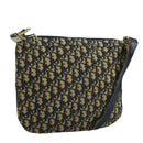 Christian Dior Trotter Canvas Shoulder Bag Navy Gold Auth 111610-1