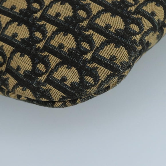 Christian Dior Trotter Canvas Shoulder Bag Navy Gold Auth 111610