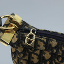Christian Dior Trotter Canvas Shoulder Bag Navy Gold Auth 111610-10