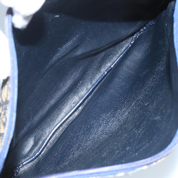 Christian Dior Trotter Canvas Shoulder Bag Navy Gold Auth 111610