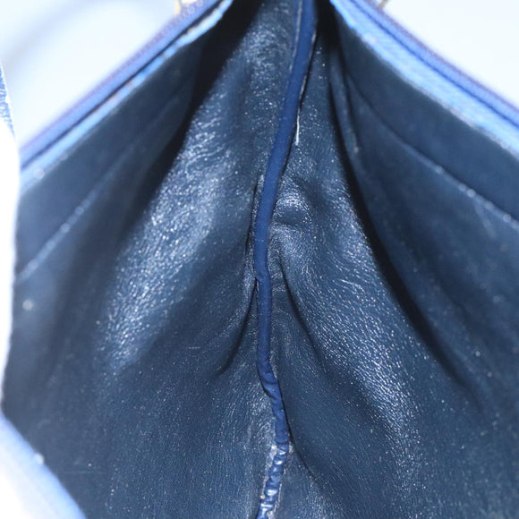 Christian Dior Trotter Canvas Shoulder Bag Navy Gold Auth 111610