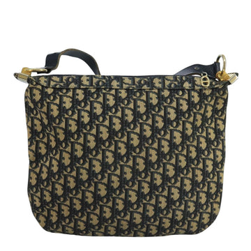 Christian Dior Trotter Canvas Shoulder Bag Navy Gold Auth 111610 - 0