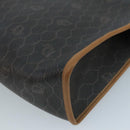 Christian Dior Honeycomb Canvas Clutch Bag PVC Leather Black Gold Auth 111627-15