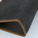 Christian Dior Honeycomb Canvas Clutch Bag PVC Leather Black Gold Auth 111627-16