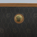 Christian Dior Honeycomb Canvas Clutch Bag PVC Leather Black Gold Auth 111627-8