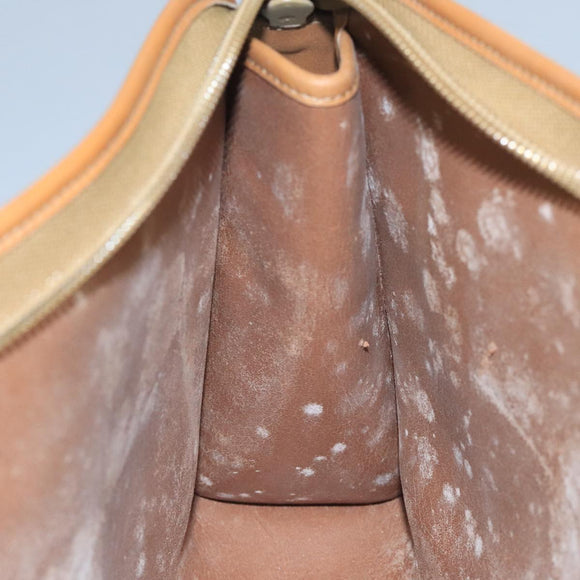 Christian Dior Honeycomb Canvas Clutch Bag PVC Leather Black Gold Auth 111627