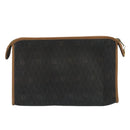 Christian Dior Honeycomb Canvas Clutch Bag PVC Leather Black Gold Auth 111627-2